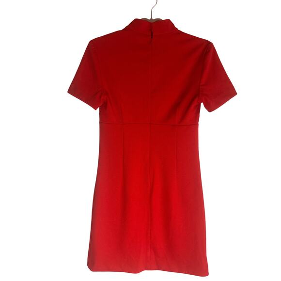 NWT Trina Turk Women's Cutout Mock Neck Mini Dress Short Sleeve Red Bodycon 4 - Picture 8 of 15